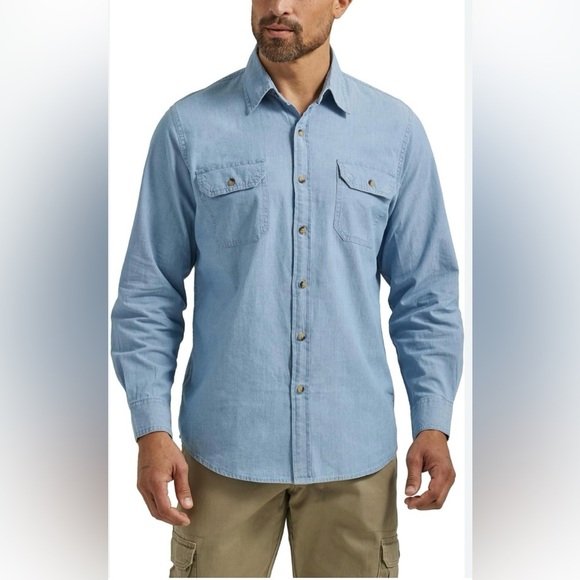 Wrangler Men’s Shirt XL Blue Button Down - Picture 1 of 7